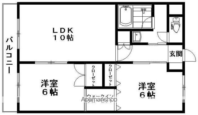 フレスコブリーザァ(2LDK/4階)の間取り写真