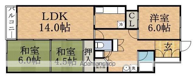 北苑マンション(3LDK/13階)の間取り写真