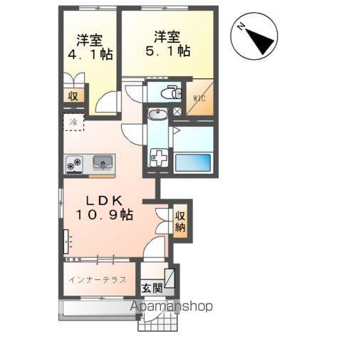 サクラリアン益城(2LDK/1階)の間取り写真