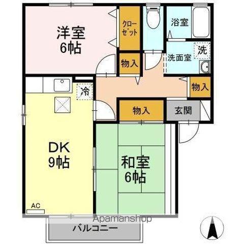 やすらぎの家 C棟(2DK/1階)の間取り写真