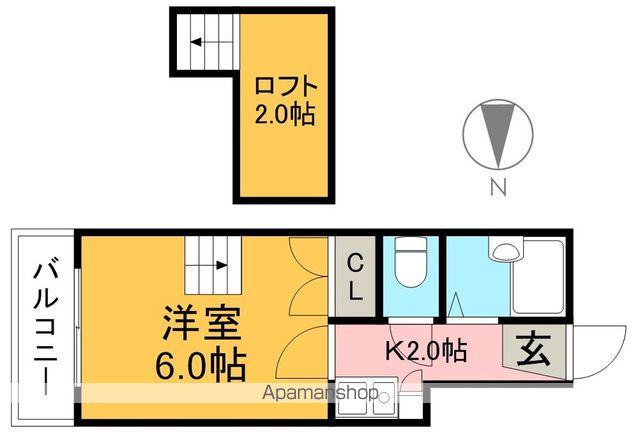 F・グレース高須新町(1K/2階)の間取り写真