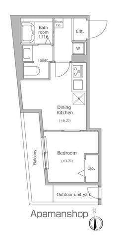 グローリオシェルト池袋本町(1DK/4階)の間取り写真