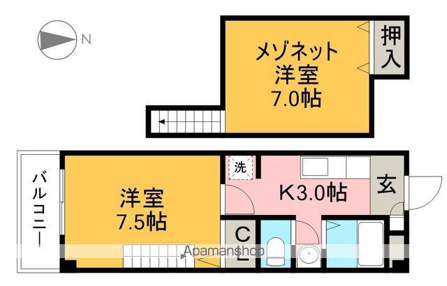 ノワール大原(2K/4階)の間取り写真