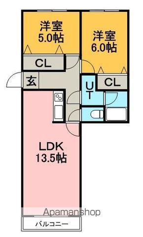 KDマンション1(2LDK/1階)の間取り写真