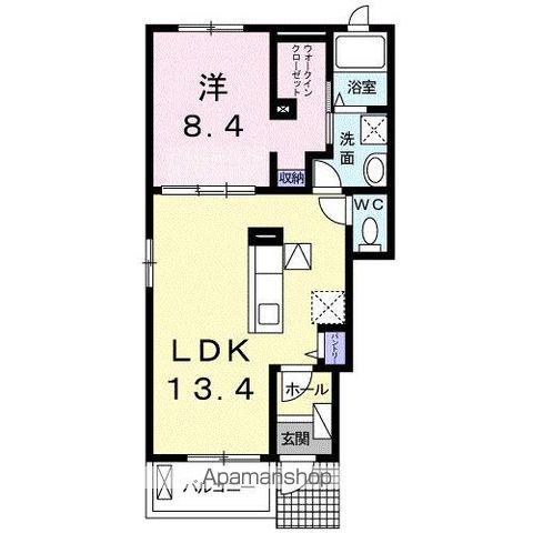 ブラウン窓香(1LDK/1階)の間取り写真