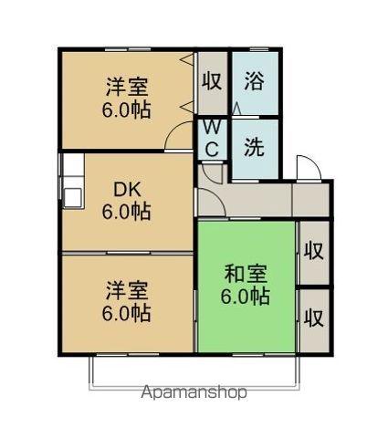 セキュアハイム(3DK/2階)の間取り写真