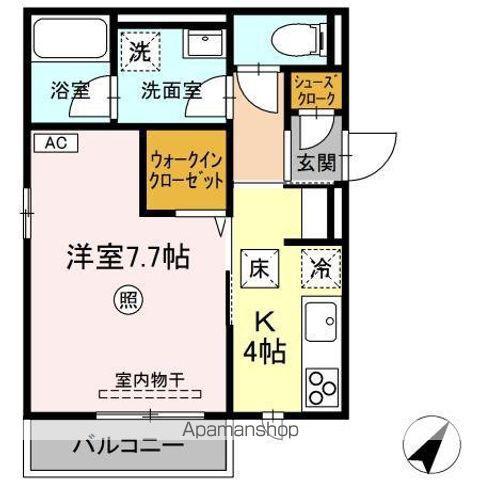 サンライズ(1K/1階)の間取り写真