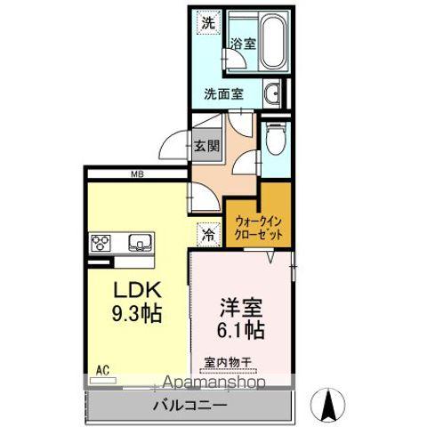 ウエストヒル(1LDK/3階)の間取り写真