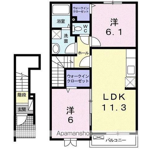 エレガンシア・ブローテⅠ(2LDK/2階)の間取り写真