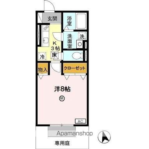 セジュール峰(1K/1階)の間取り写真