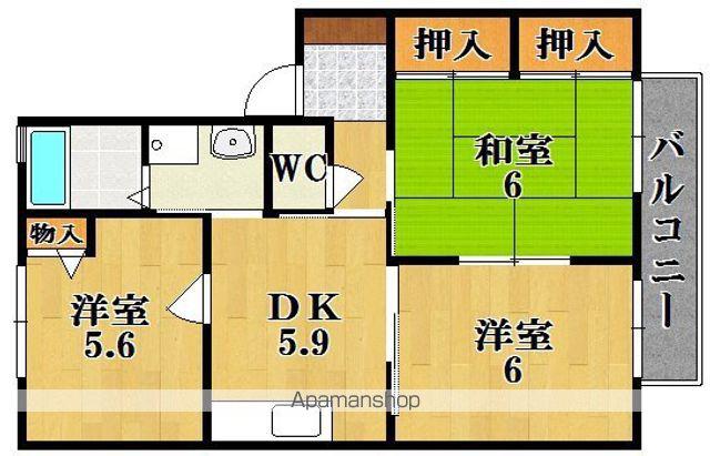 パイン法隆寺(3DK/1階)の間取り写真