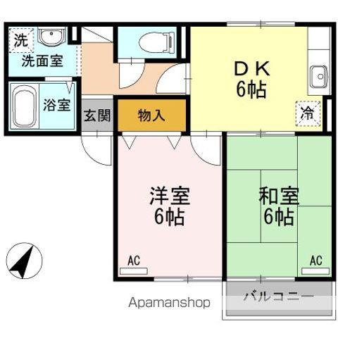 エスパシオ那賀川A棟(2DK/1階)の間取り写真
