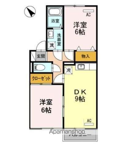 シャルマンIII棟(2DK/2階)の間取り写真