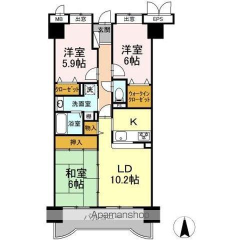 ネオステージ長者(3LDK/9階)の間取り写真