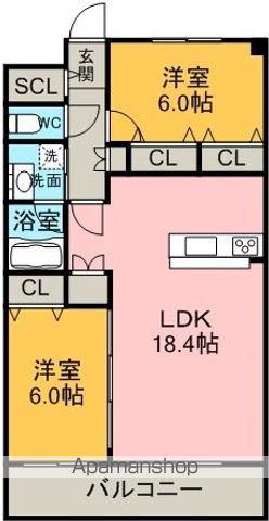 ジュイール一社(2LDK/3階)の間取り写真