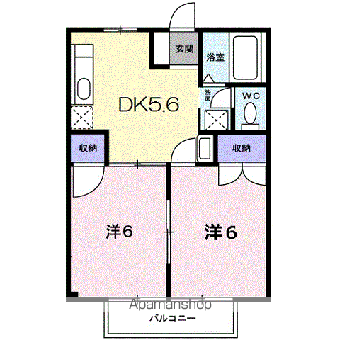 シュープ三条(2K/2階)の間取り写真