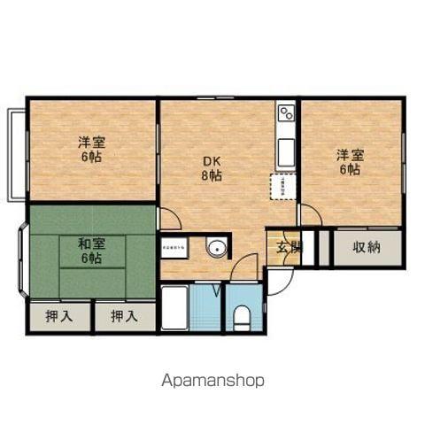 グランディール(3DK/1階)の間取り写真