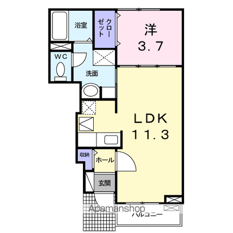 プリムローズⅠ(1LDK/1階)の間取り写真