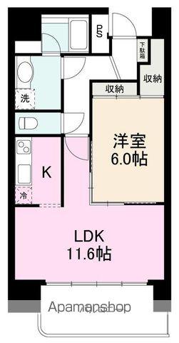 高松琴平電鉄長尾線 花園駅(高松) 徒歩4分 10階建 築23年(1LDK/8階)の間取り写真