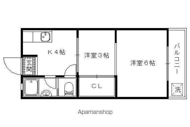 マンション山科(2K/3階)の間取り写真