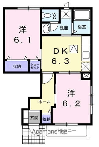 アヴァン パルク S(2DK/1階)の間取り写真
