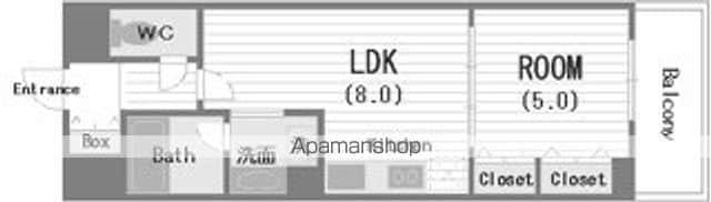 レジディアSHINSAIBASHIウエスト(1LDK/3階)の間取り写真