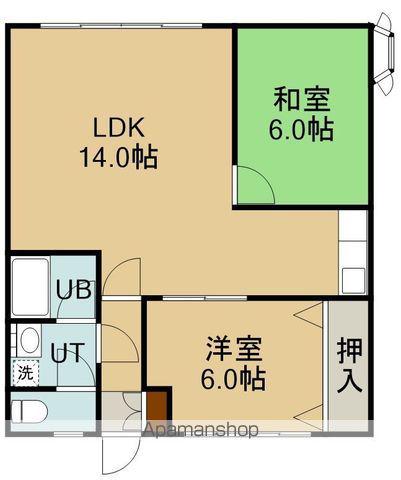 オーシャンパレス(2LDK/1階)の間取り写真