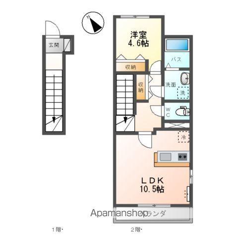 ボヌール(1LDK/2階)の間取り写真