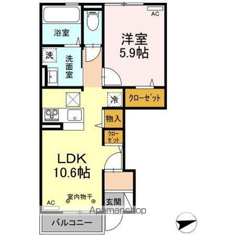 JEUNESSE(1LDK/1階)の間取り写真