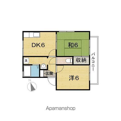 ユウホームⅢ番館(2DK/2階)の間取り写真