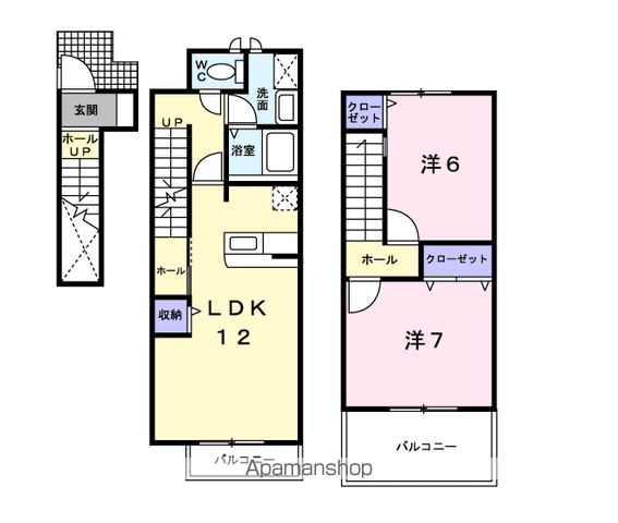 フィオーレA(2LDK/2階)の間取り写真
