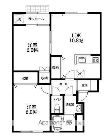 ハイツリベルタ(2LDK/1階)の間取り写真