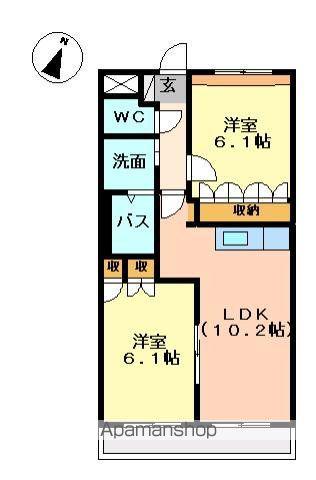 グリーンロック(2LDK/2階)の間取り写真