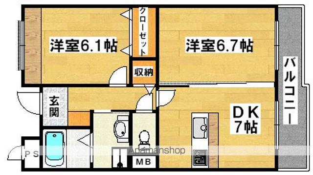 インヴィテボヌール2番館(2DK/1階)の間取り写真
