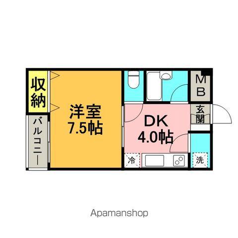 石村ビル(1DK/4階)の間取り写真