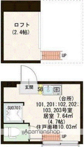 グランドーレ高円寺(ワンルーム/1階)の間取り写真