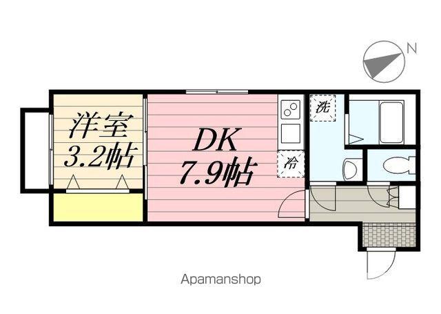 ヴィラ北松戸(1DK/2階)の間取り写真