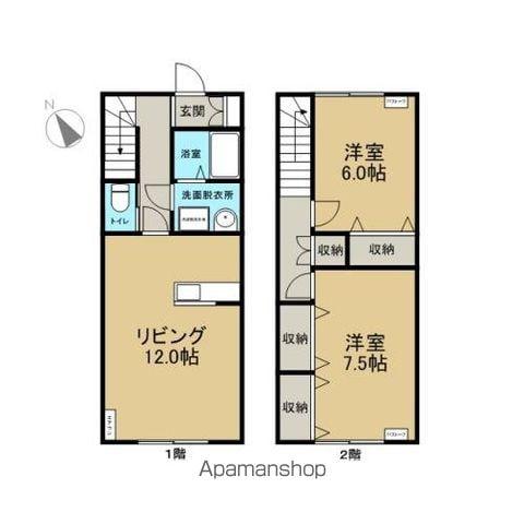 ベルシティ富田(2LDK/1階)の間取り写真