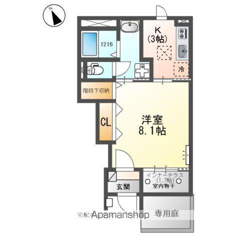 フルール(1K/1階)の間取り写真