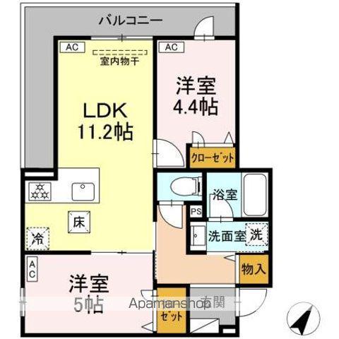 セレスティア細田A(2LDK/1階)の間取り写真