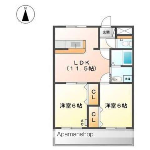 ベルエアーⅠ(2LDK/2階)の間取り写真