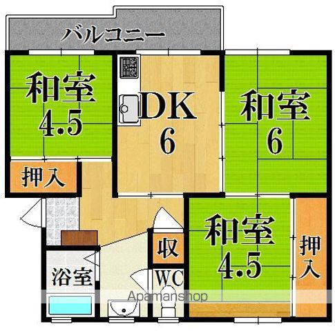 西大寺2号棟(3DK/3階)の間取り写真