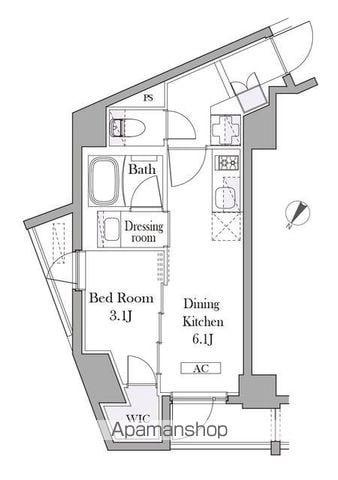 イプセ目黒中町(1DK/4階)の間取り写真