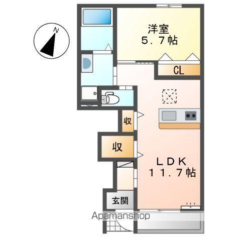 フェリーチェⅡ(1LDK/1階)の間取り写真