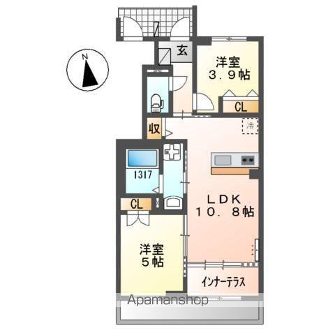 SUNELIN・LUPINUS(2LDK/1階)の間取り写真