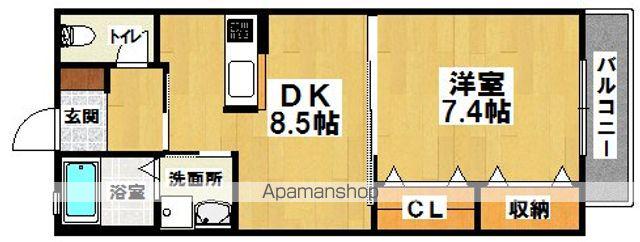 ベルデメゾン(1DK/2階)の間取り写真