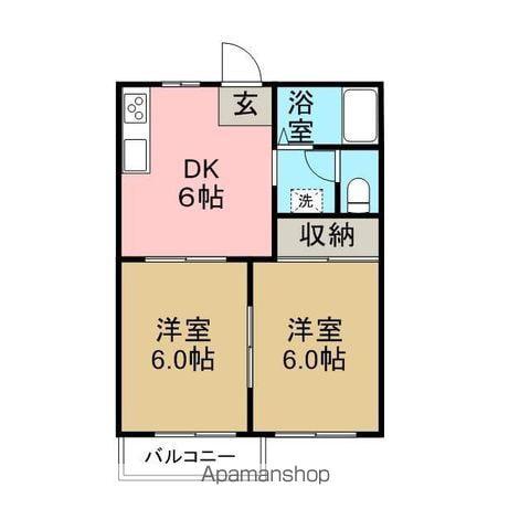 ファミール白沢(2DK/2階)の間取り写真