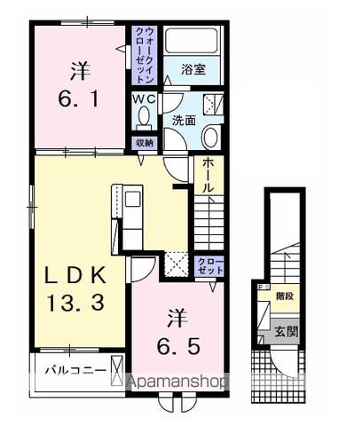 ラヴィエールⅡ(2LDK/2階)の間取り写真