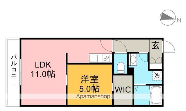 リップル・プレイス(1LDK/1階)の間取り写真