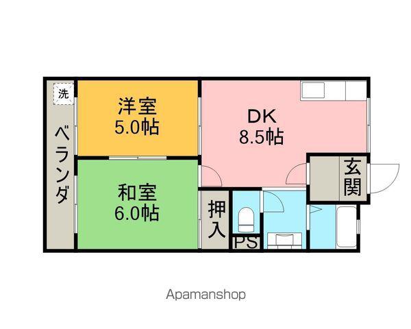 宮弥寿ハイツC棟(2DK/2階)の間取り写真